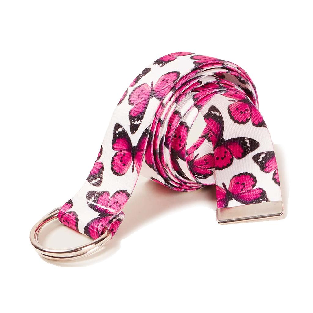 New European and American Casual Jeans In Spring and Summer D-button Printed Webbing Butterfly Belt