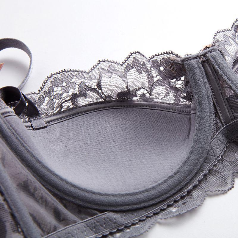 Damen Sommer Dünn Sexy Spitze Bequem Push-Up Stützend Anti-Hänge-Unterwäsche