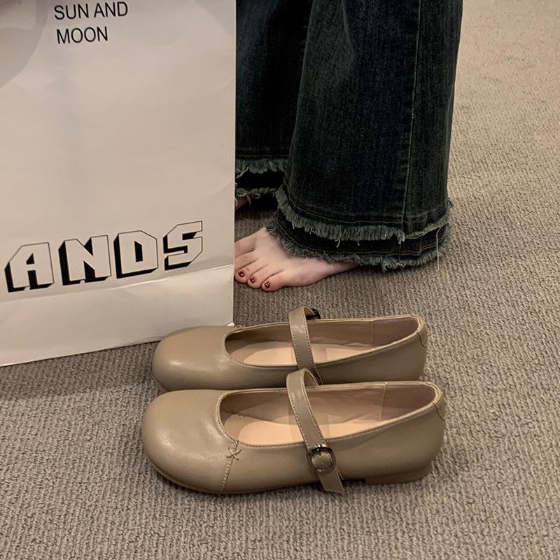 

Универсальные туфли-лодочки на плоской подошве с круглым носком, женские новые маленькие кожаные туфли с ремешком-пряжкой, туфли Мэри Джейн 39 хаки