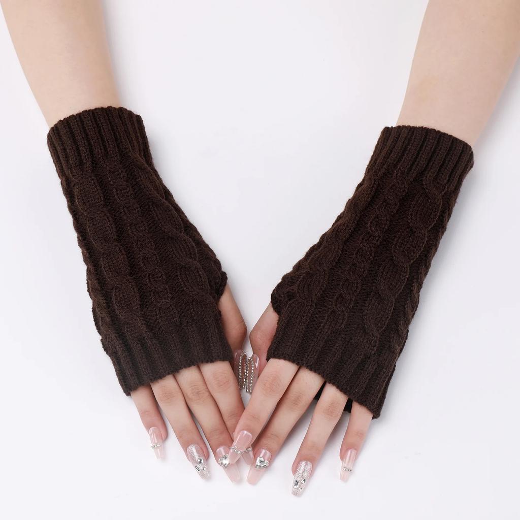 Burgunderrote Halbfinger-Winterhandschuhe für Damen und Herren, Weihnachten, Neujahr, Winter, weiche, warme Strickhandschuhe, fingerlose Fäustlinge