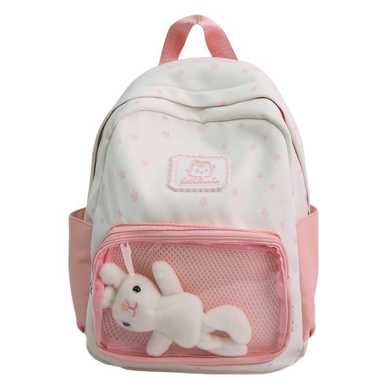 Two-dimensional Transparent Pain Bag Girls Traveling Light Backpack Primary School Students Cute Cross-border Fresh Travel