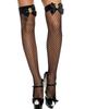 Black Fishnet Stockings With Bow And Dollars Emblem Mh4999 Blk