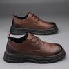 Kožené boty pánské 2025 podzim nové společenské šaty pravá kůže pánské boty platforma protiskluzové britský styl ležérní blokové boty