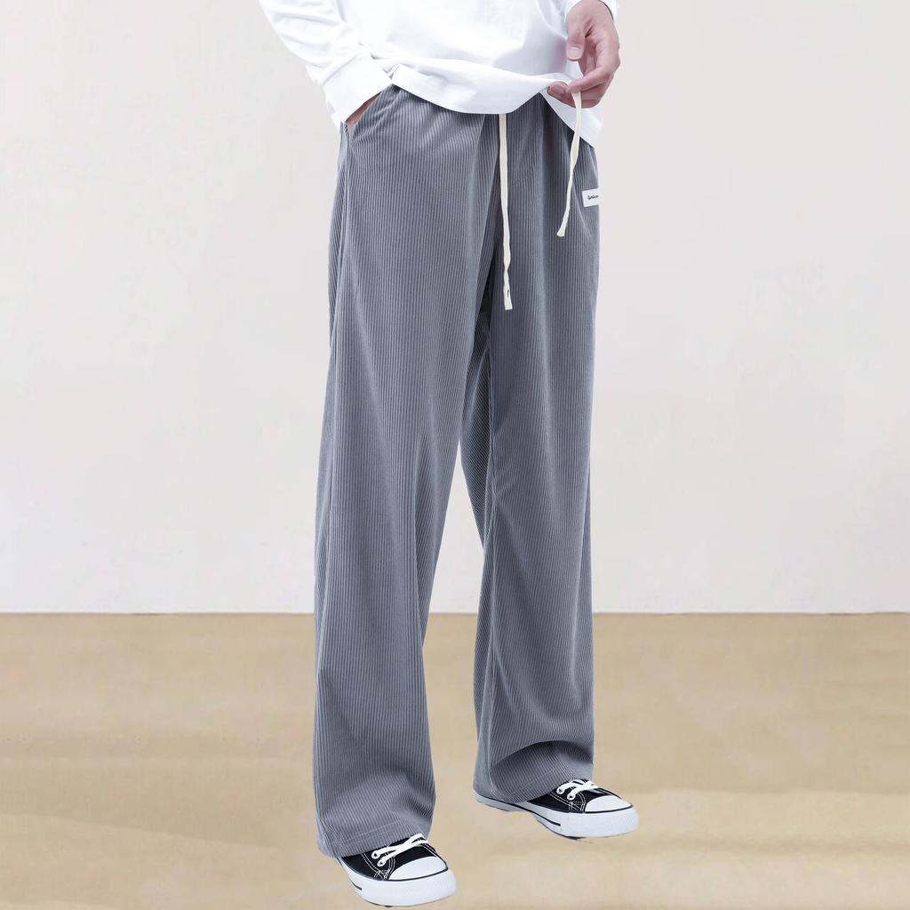 Herbst Neue Herren Casual Cord Lässige Passform Kordelzug Hose Einfarbig Mode Streetwear Herrenhose