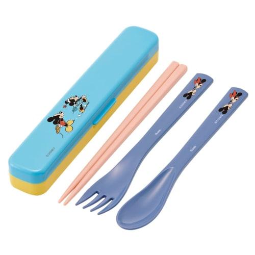 Skater Antibacterial Silent Trio Set (Chopsticks, Spoon, Fork) Disney Mickey Modern Comic, Made In Japan, TAC1AG-A