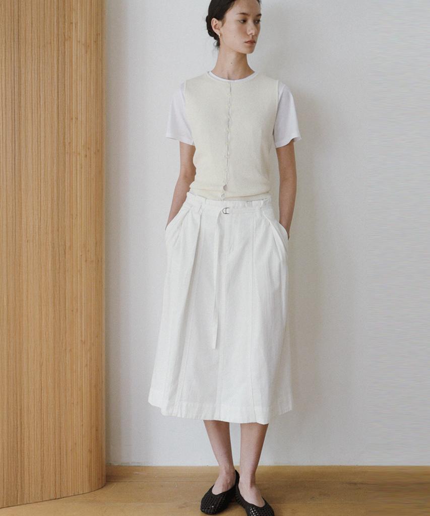 Kwinseulaebis Volume Silhouette Belted Cotton Gathered Skirt_White_2Colors