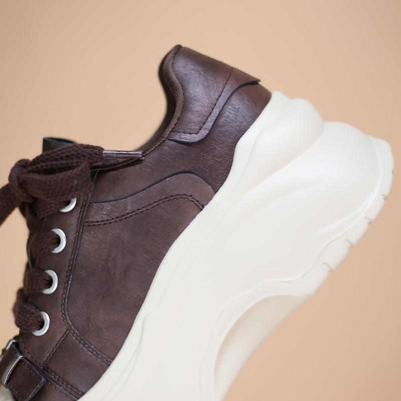 2025 Chic European Women's Big Head Sneakers with Buckle - Stylish, Thick Sole, Height Boosting Casual Shoes.