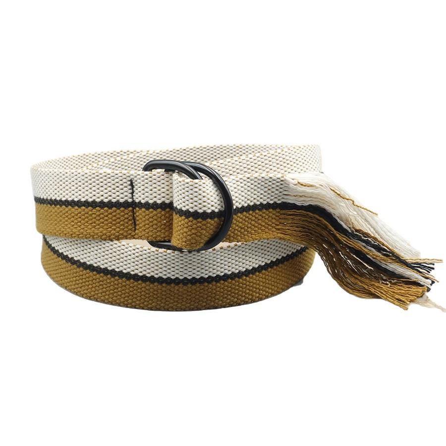 Korean version of fashionable simple and versatile double ring buckle canvas women's belt student casual lazy decorative jeans belt wholesale