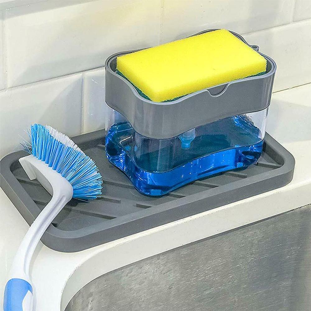Soap Dispenser Pump with Sponge Manual Press Cleaning Liquid Dispenser Container Hand Dispenser Foaming Soap Pump Bottle