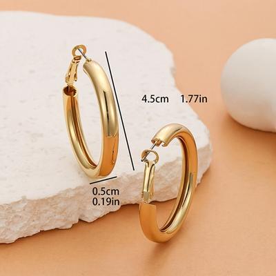 Chunky 14K Gold Plated Hoop Earrings for Women with Thick Hoops Earrings for Women