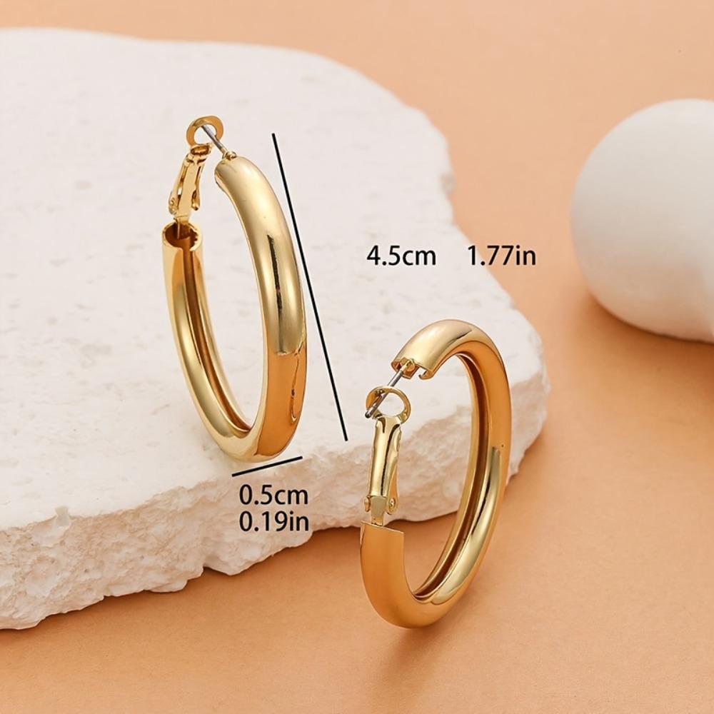 Chunky 14K Gold Plated Hoop Earrings for Women with Thick Hoops Earrings for Women