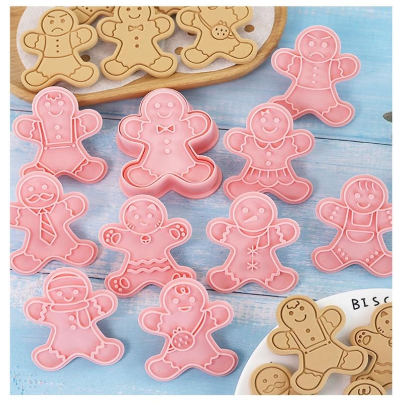 11 Pieces Christmas Cookie Molds Gingerbreads Man Shaped Cookie Cutters PP Material Biscuits Molds Baking Accessories