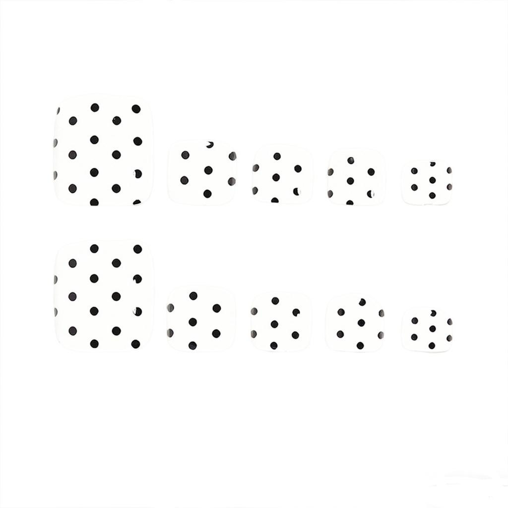 White-Black Polka Dot Press On Nails 24 Pieces Resin Durable Wearable Fake Nails For Women