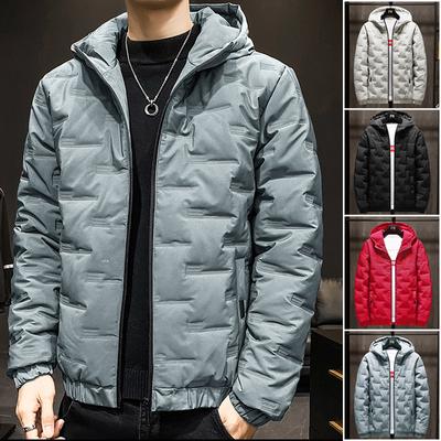 Herren-Daunenjacke, Wintermantel, mit Kapuze, Baumwolle, gepolstert