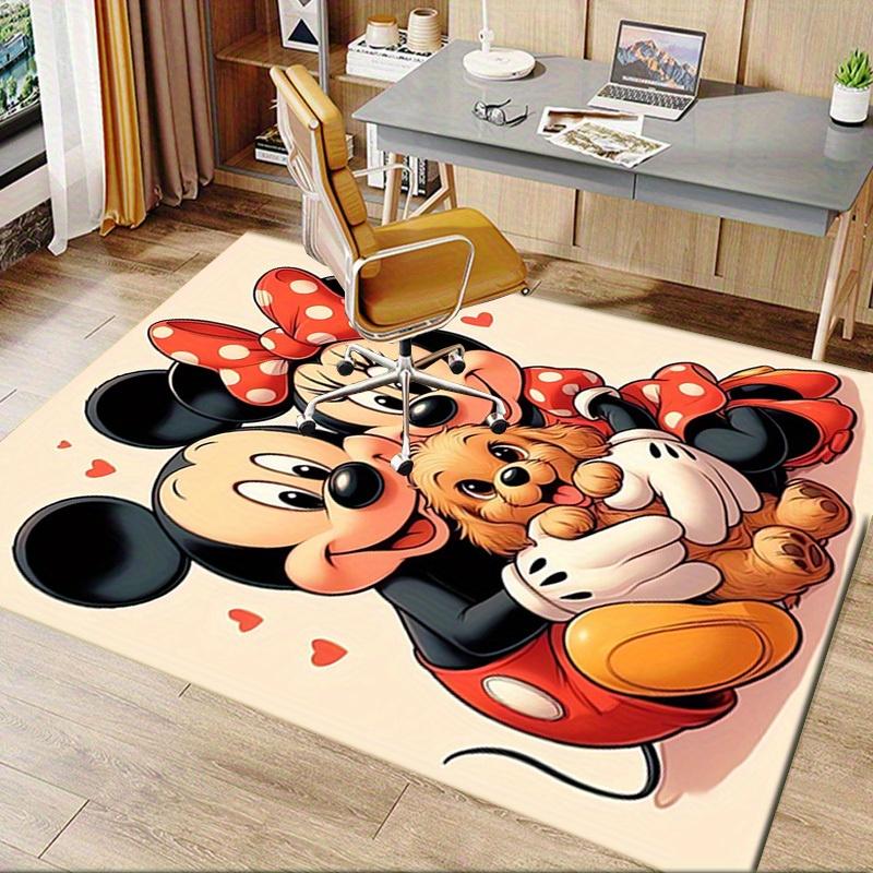 1pc Office Carpet, Under Chair Rug, Mickey Mouse and Minnie Mouse with Puppy Design, Soft and Warm Floor Mat for Room