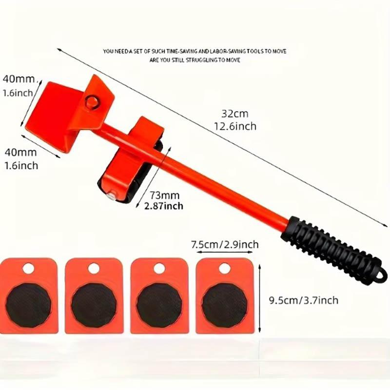 5Pcs/Set Heavy Duty Furniture Lifter Mover Roller with Wheel Bar Moving Device Lifting Helper Furniture Moving Transport Tool