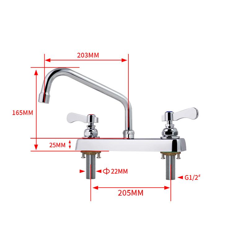 Hot Selling Modern Design Dual Handle Brass Water Tap Hot/Cold Kitchen Sink Faucet Hotel Mall Deck-Mounted 2-Hole Easy