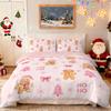 3pcs Pink Merry Christmas Gingerbread Printed Coreless Bedding Set Multi Size Bedroom Bedding Holiday Decoration Comfortable