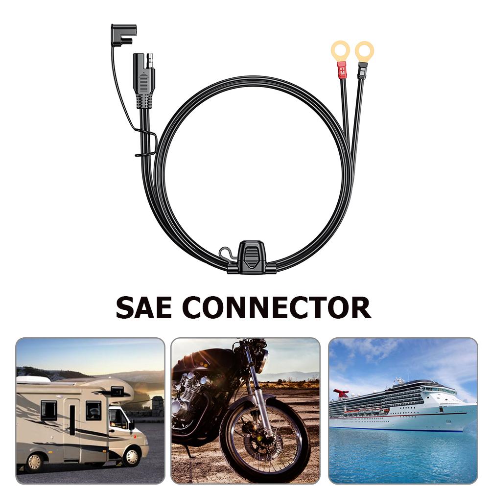 12-24V 18AWG SAE 2 Pin Quick Disconnect To O Ring Terminal Harness Connecter Cord Connector Cable for Battery Charger/Maintainer