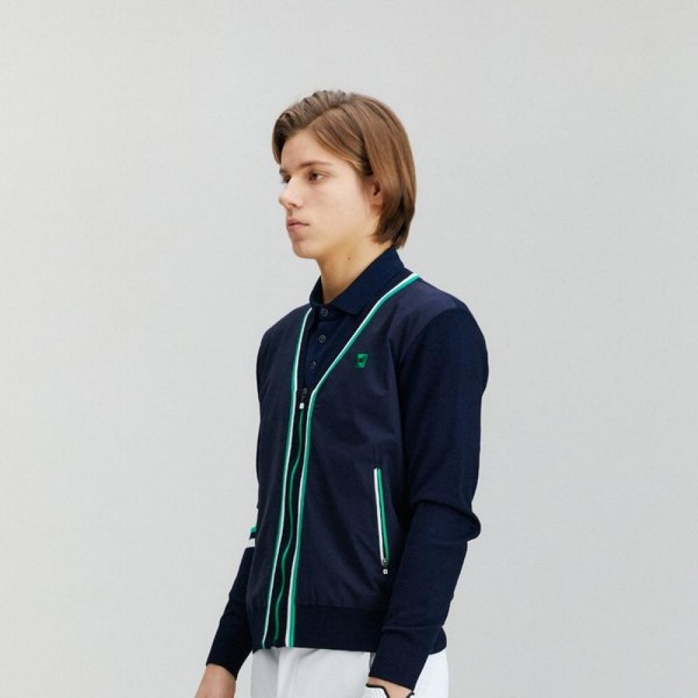 Onoff Men S Woven Color Block Cardigan Of2803ga Navy