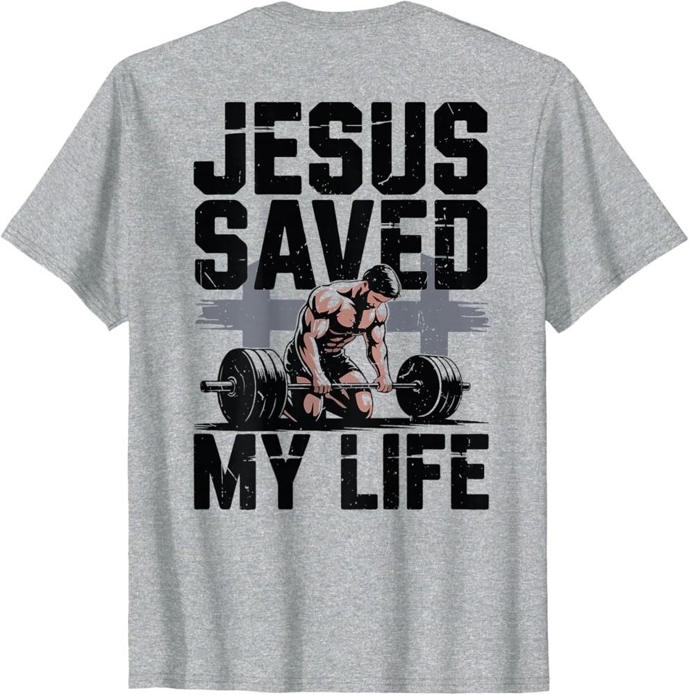 

Christian Gym Christ Jesus Saved My Life Workout God Muscle T-Shirt L