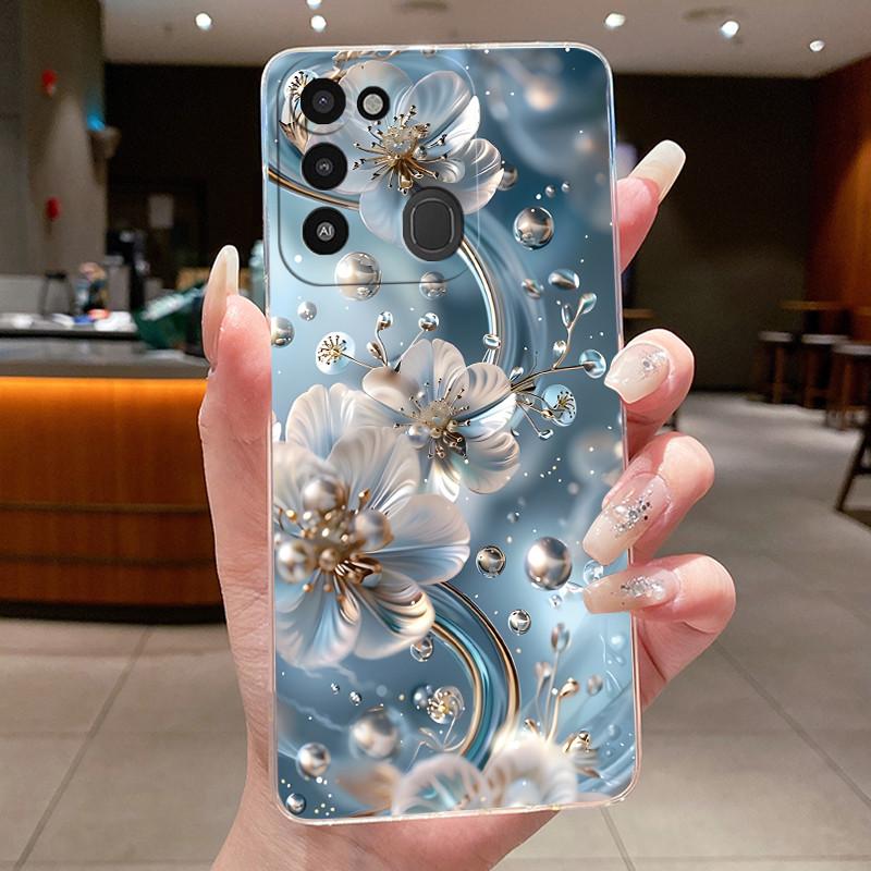 Back Cover For Tecno Spark 8C Case Clear Luxury Fashion Aesthetic Butterfly Flower Soft TPU Silicone Phone Case Tecno KG5k KG5j