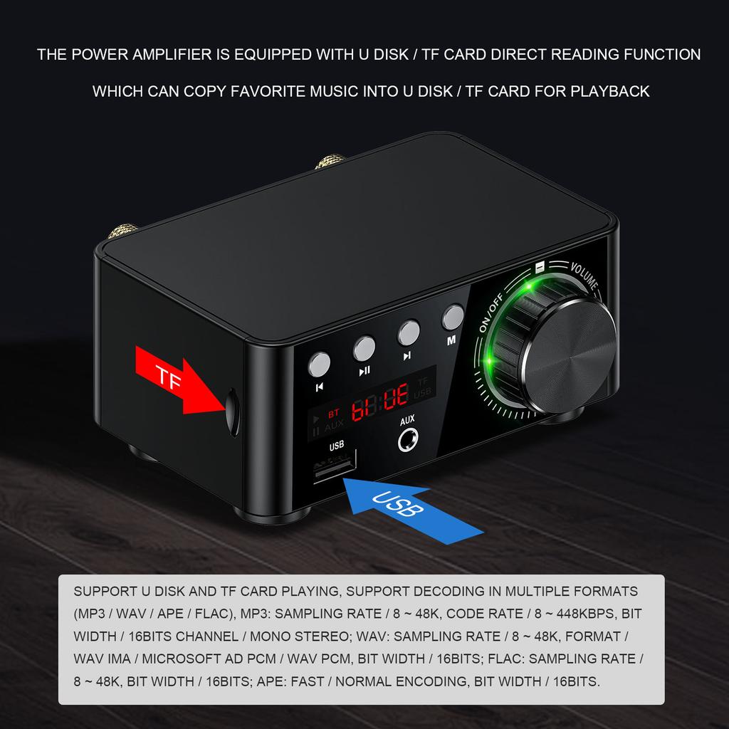 HiFi Mini Bluetooth 5.0 Digital Power Sound Amplifier Stereo  o Receiver USB
