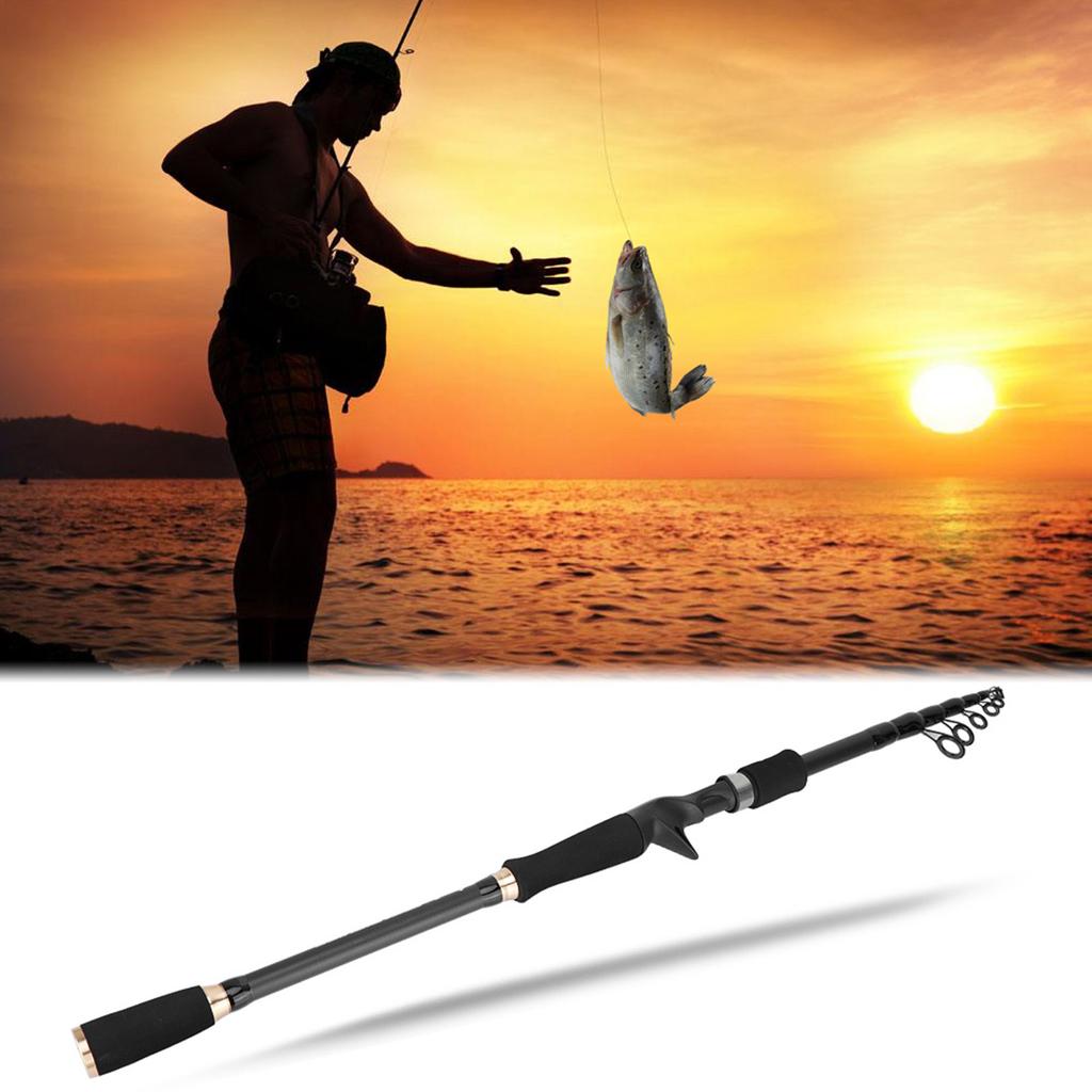 Black Carbon Fiber Fishing Rod Ultra Light Portable Travel Pole Pikestaff Handle(Casting 2.7M)