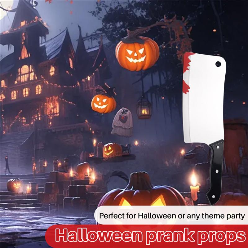 2025 Trend Bloody Cleaver, Fake Knifes Realistic Kitchen Cleaver Prop For Halloween Prank Stage Props