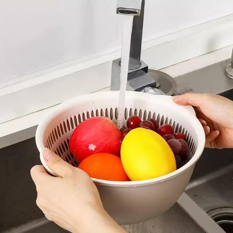 Abdo Creative Round Plastic Fruit & Vegetable Washing Basket Set