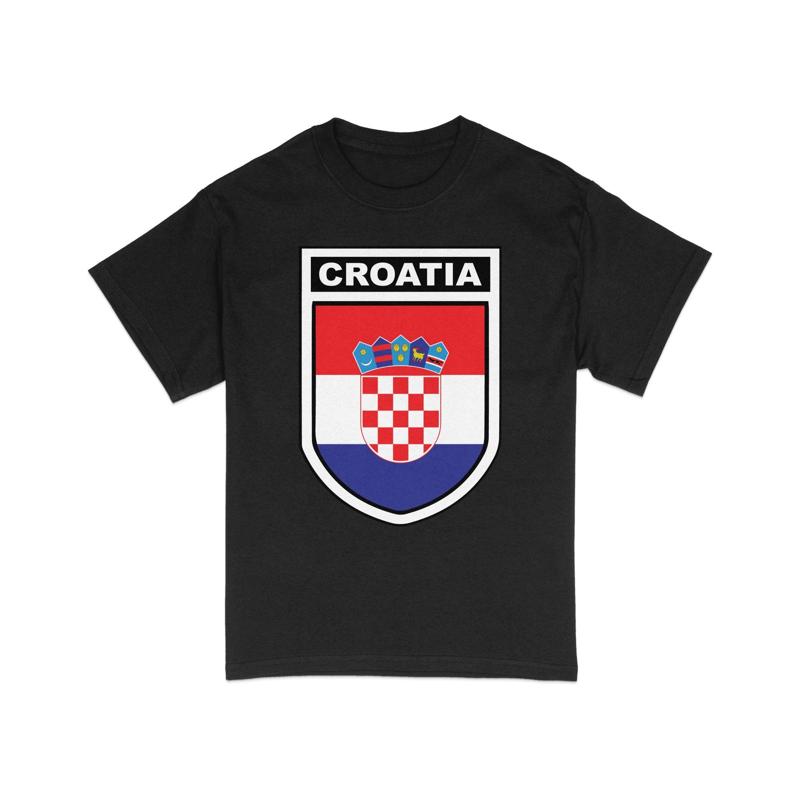 Croatia Crest Shield T Shirt Patriotic Croatian Flag Colors National Emblem Casual Wear For Sports Fans
