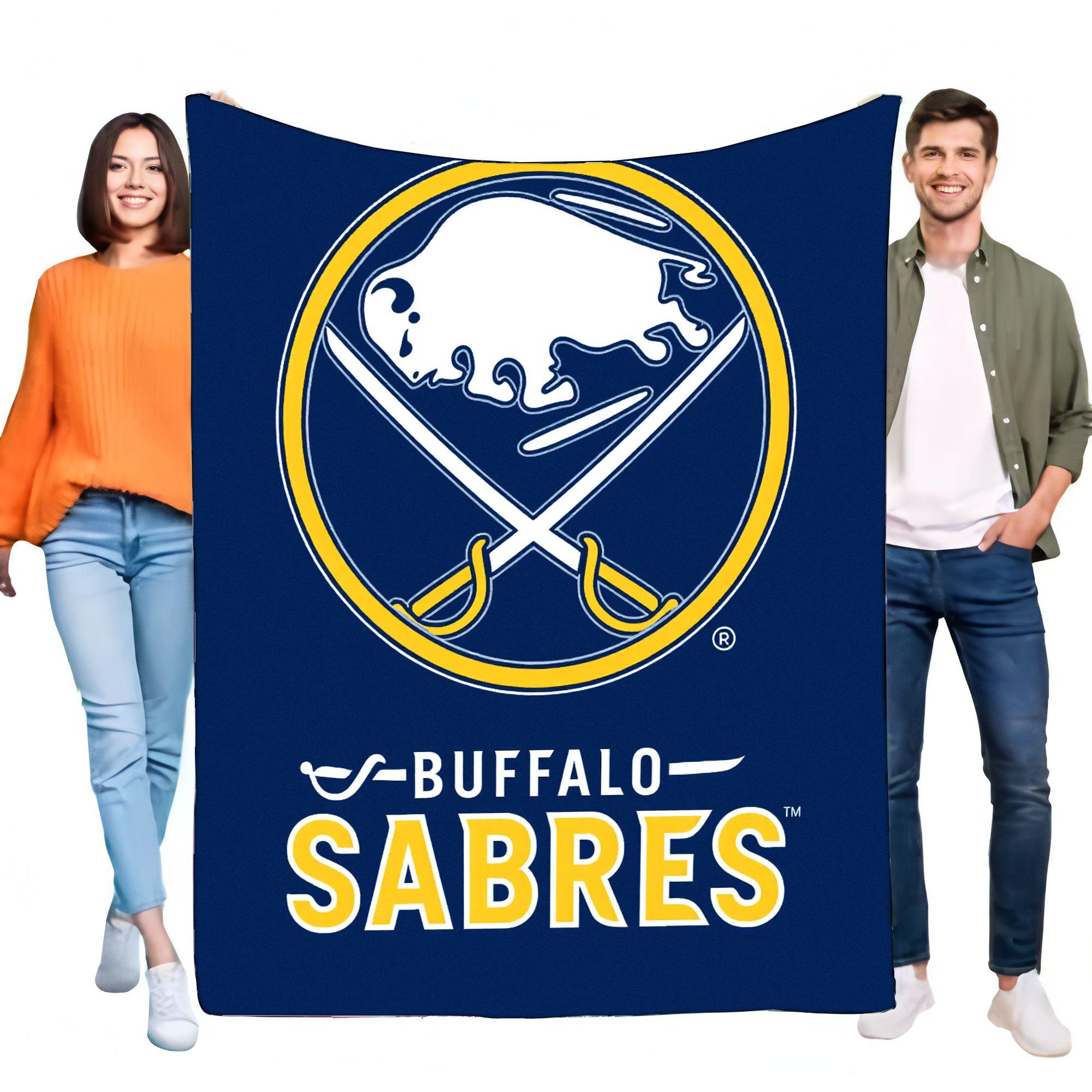 

Buffalo Sabres Blanket Soft Fleece Throw Warm Cozy Design with Logo and White Buffalo Head Ideal for Fans Perfect Gift for Hocke 100x150cm