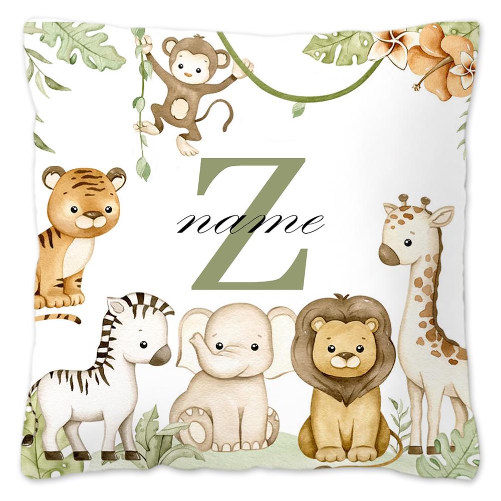 

Животное с именем Наволочка Персонализированная наволочка Пылезащитный чехол Спальня Детская Дикая вечеринка Украшение Наволочка День рождения Детский подарок 16x16in 40x40cm