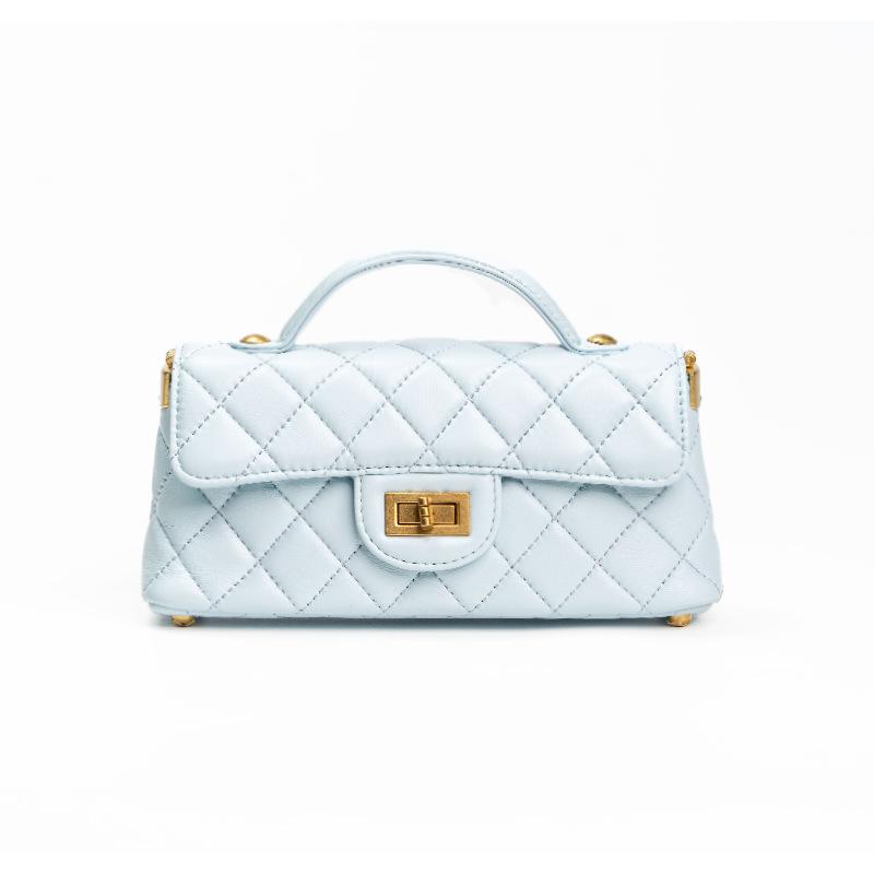 Lingge Embroidered Thread Small Bag Women's Bag New Handheld Small Square Bag Western Style Small Fragrant Wind Chain Single Shoulder Crossbody Bag