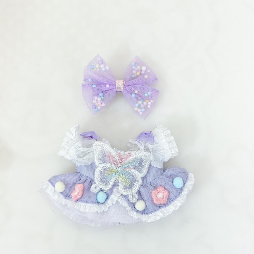 Labubu Silicone Plush Pendant Doll with Lucky Purple Bow Skirt - 3rd Gen
