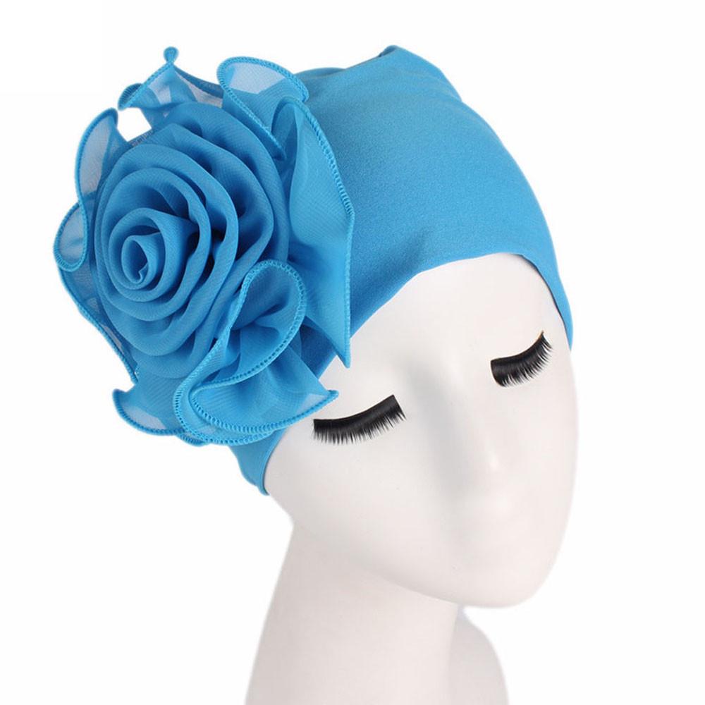 Women Ladies Retro Big Flowers Hat Turban Hat Cap Pile Cap