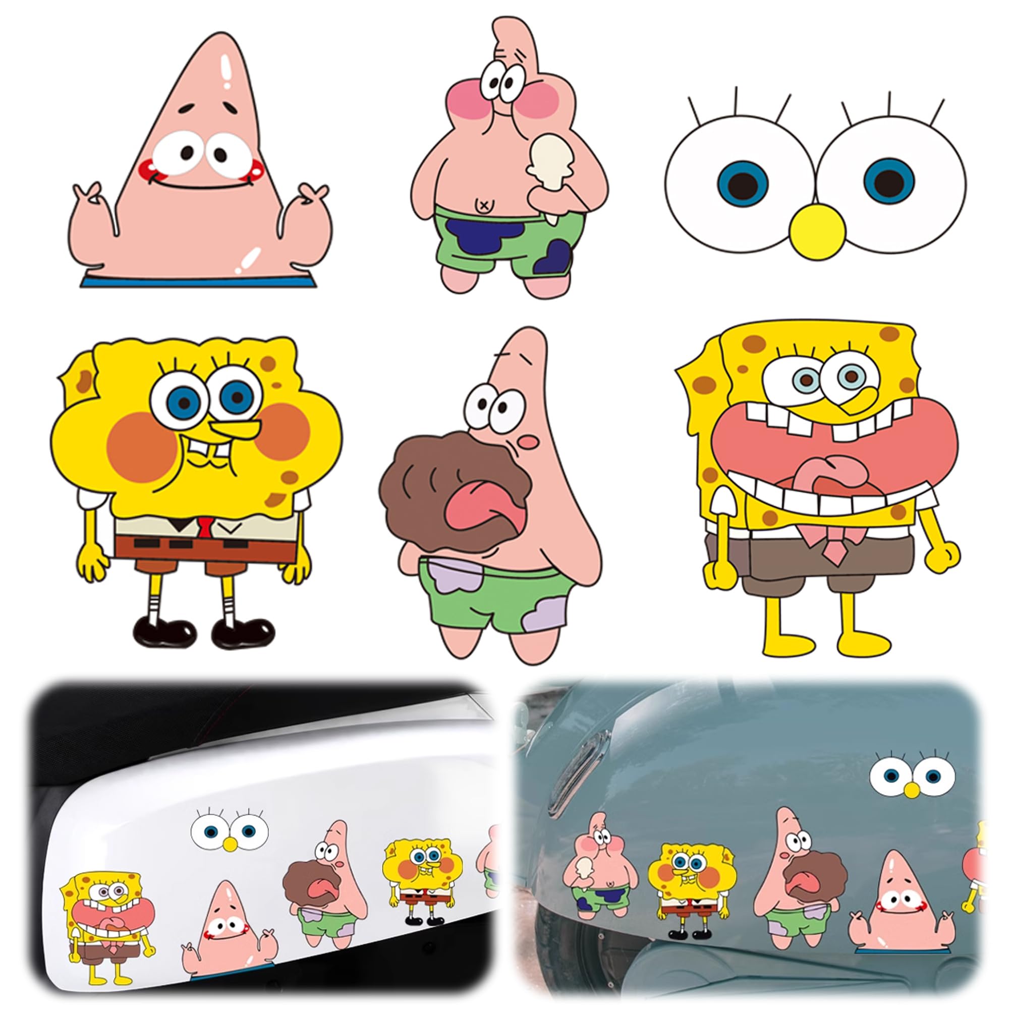 

KRGNPLE 6 Pcs Car Sticker Waterproof Sticker Waterproof 2.4 inch (6 cm) Cartoon Cute It s a sponge sticker