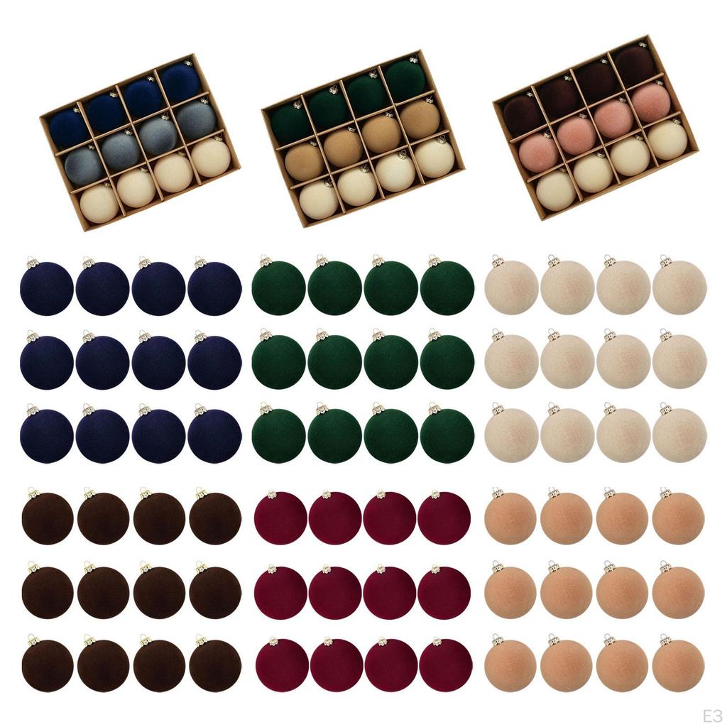 12 Pieces Velvet Christmas Ball Ornaments Tree Decor Elegant Sturdy Decorative Hanging for