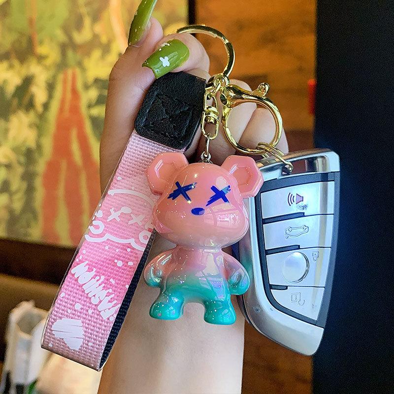 Coole Farbverlauf Graffiti Bär Schlüsselanhänger Cartoon Bären Paar Auto Schlüsselanhänger Anhänger Kreatives Kleines Geschenk