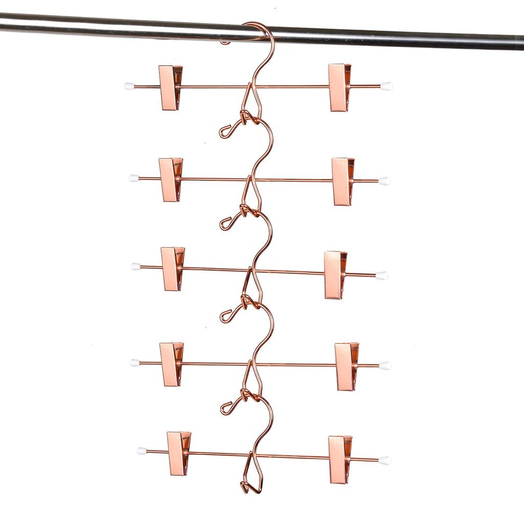 Amber Home Roségold Hose mit Verbindungsstahlmetall Praktische Starke Kompakte Kleiderbügel Kleiderbügel, 12er-Pack Haken, Platzsparende Kleiderbügel, Aufbewahrung,