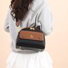 Women's PU leather top handle crossbody bag with multiple pockets, stylish contrasting color matching, and simple shoulder bag