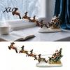 Ornamenti per Camino Casa Vacanze Renna di Natale che Tira Slitta Statuetta, Scena Babbo Natale e Renne Decorazione con Slitta Colorata Illuminata Luci LED, da Tavolo