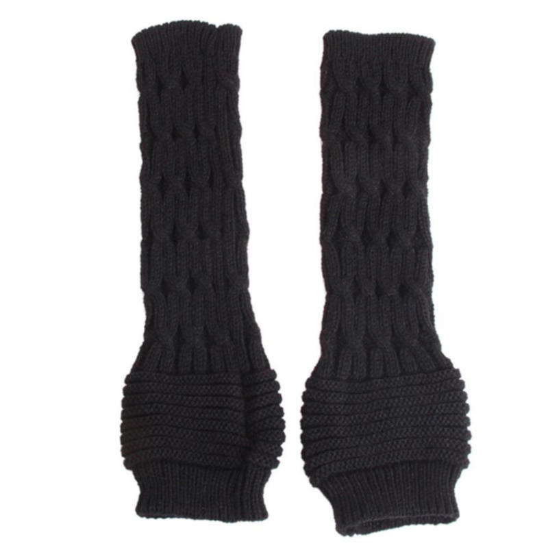 Women's Knitted Long Hand Gloves Warm Embroidered Winter Gloves Fingerless Arm Sleeve Wrist Guard