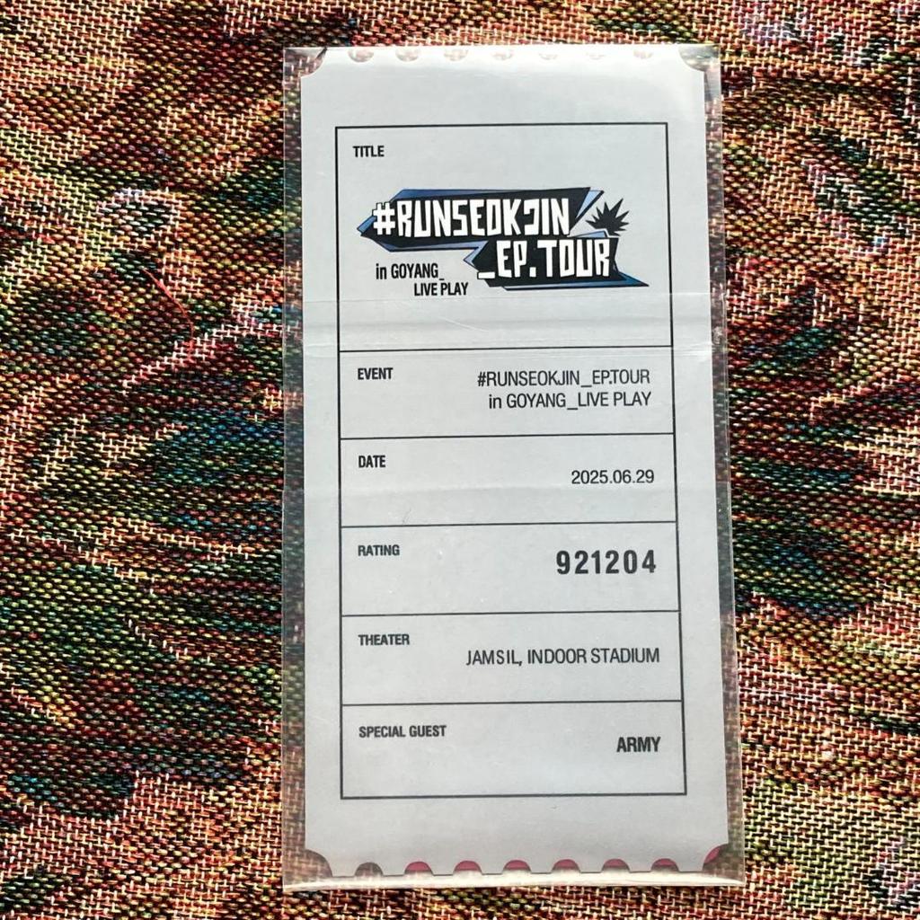 [USED] RUNSEOKJIN_EP.TOUR 6/29 BTS JIN trading card