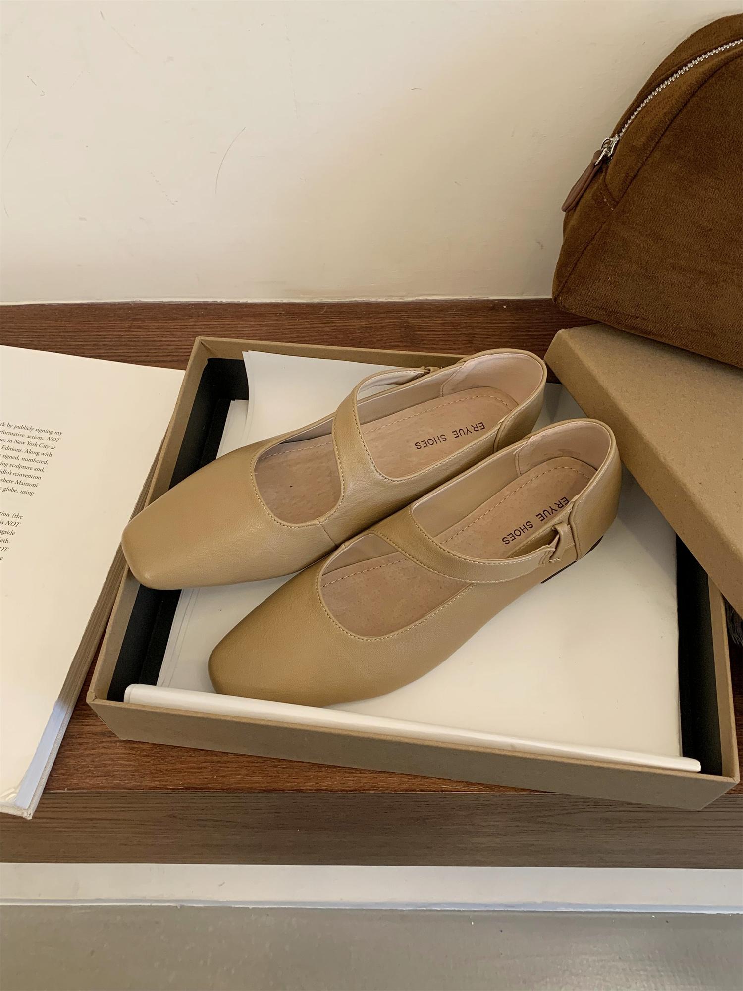 

2026 New Slip-On Outdoor Casual Comfort Basic Shoes On Heel Retro Mary Jane Daily Loafers Mules Women Roman Low Heel Ballet Shoe 35 коричневый