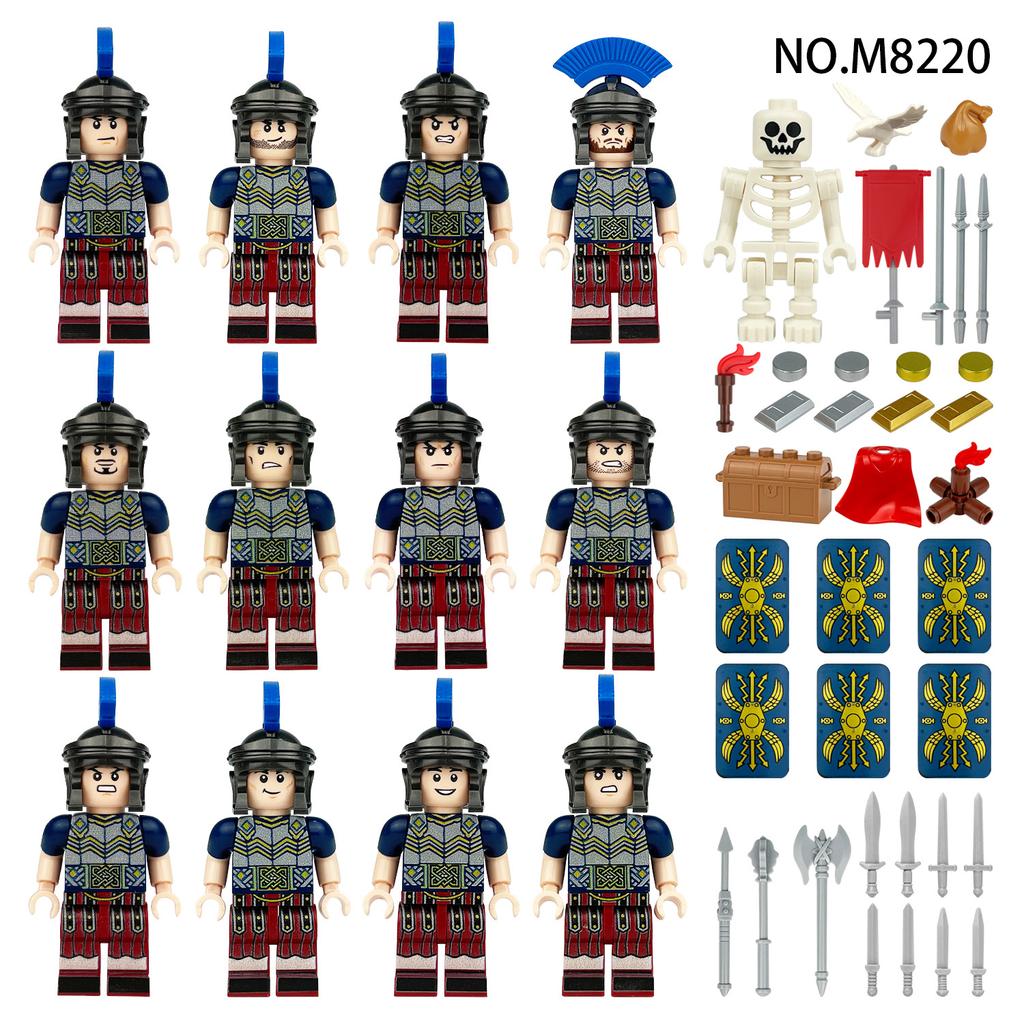 12pcs Medieval Roman Warrior Soldier Minifigure Building Block Toys
