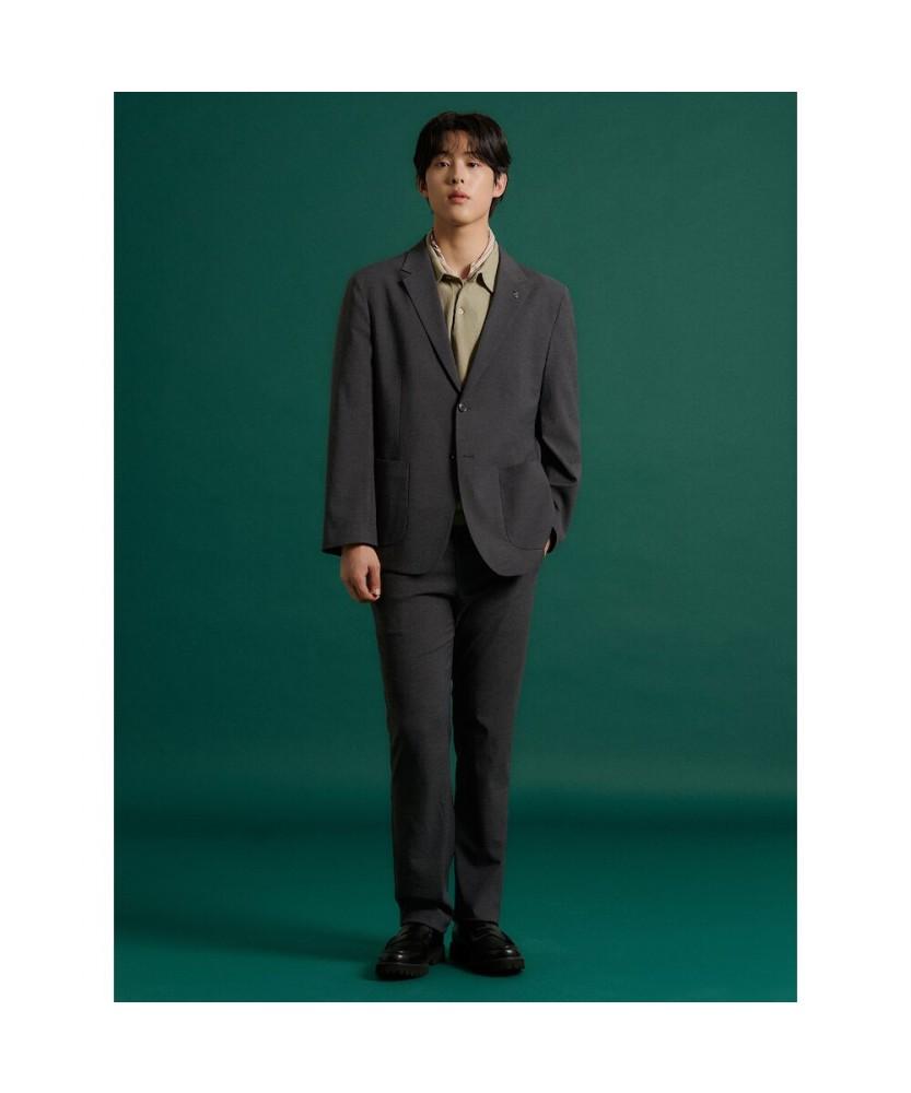 Binpolmen Seersucker Pattern Set-Up Standard Fit Pants Ash