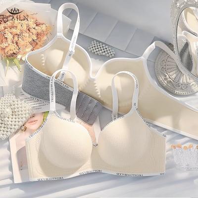 Sommer Dick Kein Stahlring Gesammelter BH für Kleine Brust Brust Nahtlos Buchstaben Träger Sport Anti-Lauf Tasse Sexy Unterwäsche BHs