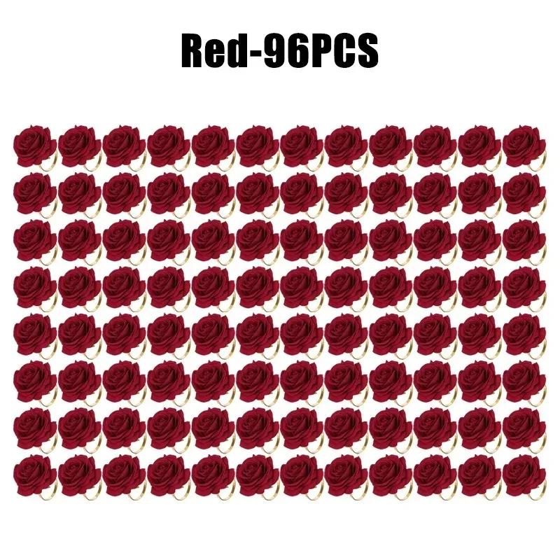 96PCS Rose Napkin Clasp, Pink Rose Red Rose Napkin Ring, Wedding, Valentine's Day Banquet, Party Christmas Birthday Decoration