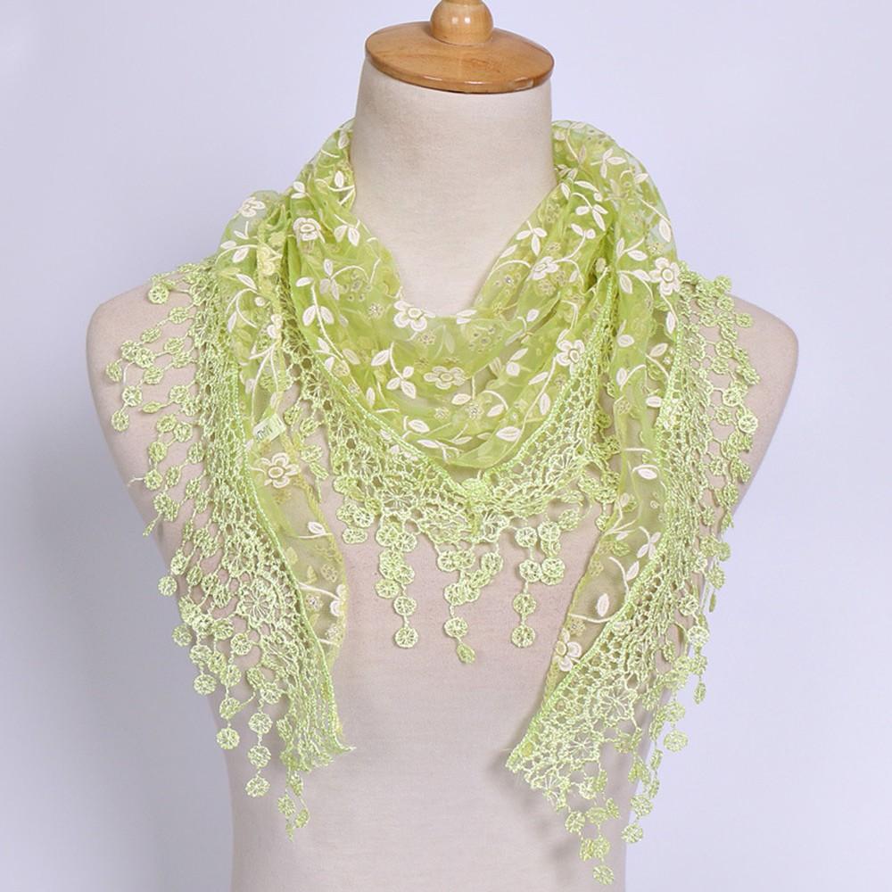 Casual Lightweight Scarf Floral Tassel Scarf Women's Triangle Scarf